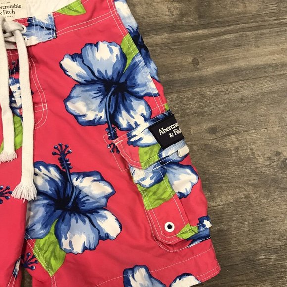 Y2K Vintage Abercrombie & Fitch Hawaiian Floral Swim Board Shorts Men Size Small - Picture 4 of 10